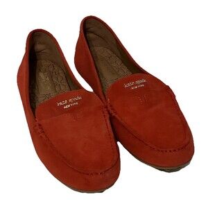 Kate Spade Leather Suede Deck Driver Loafers Womens 10 Coral Slip-On Shoes